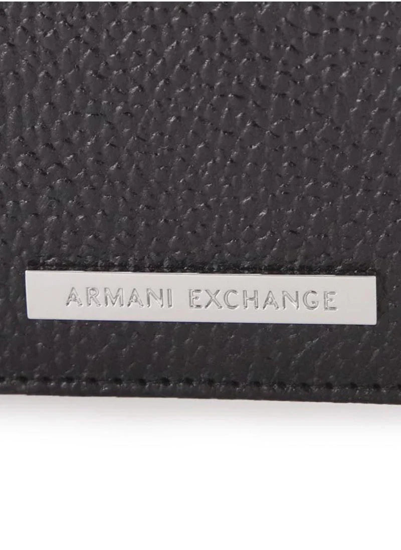 AX Black Leather Wallet & Keychain Set For Men