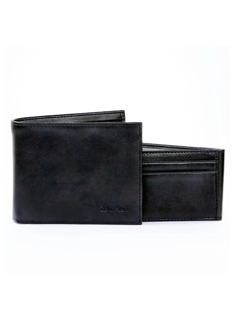 CK Black Leather Wallet-Keychain Set For Men
