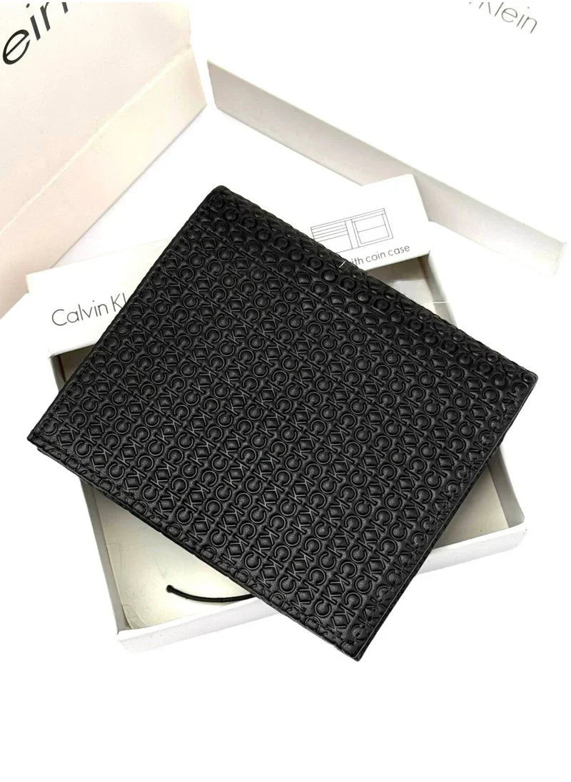 CK Black Leather Wallet-Keychain Set For Men