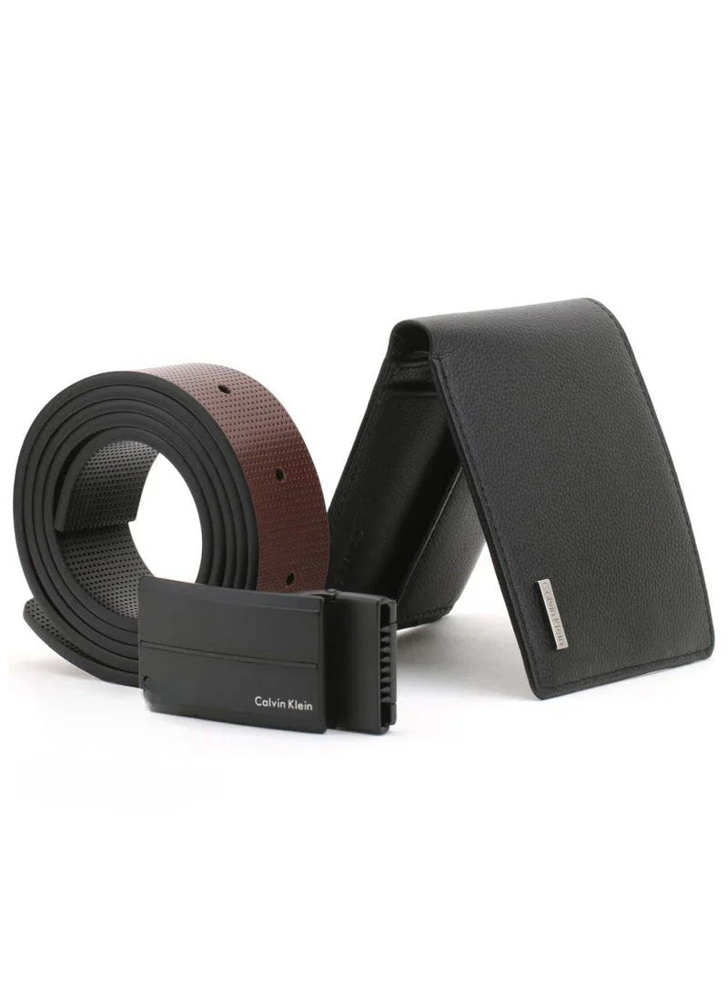 CK Black Leather Wallet-Belt Set For Men