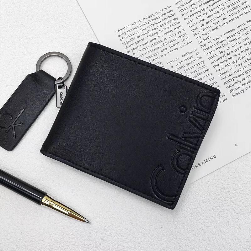 CK Black Leather Wallet-keychain Set For Men