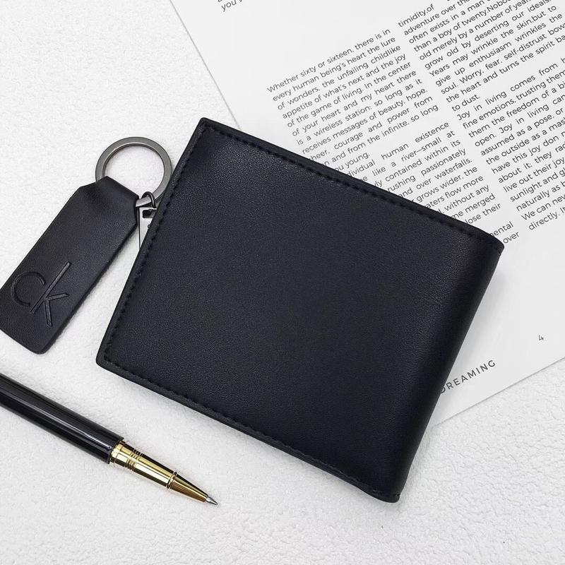 CK Black Leather Wallet-keychain Set For Men