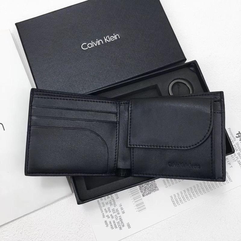 CK Black Leather Wallet-keychain Set For Men