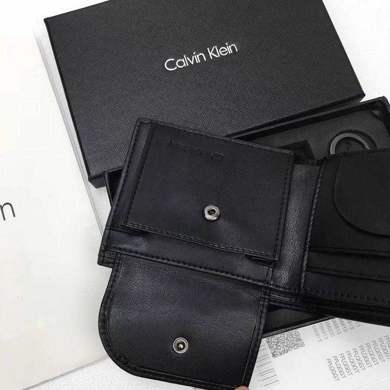 CK Black Leather Wallet-keychain Set For Men