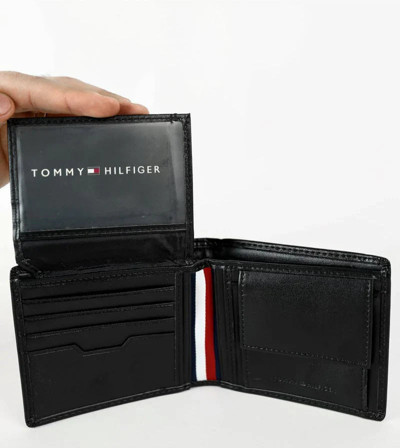 TH Black Leather Wallet For Men