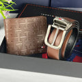 TH Brown Leather Wallet-Belt Set For Men