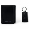 TH Black Leather Wallet-Keychain Set For Men
