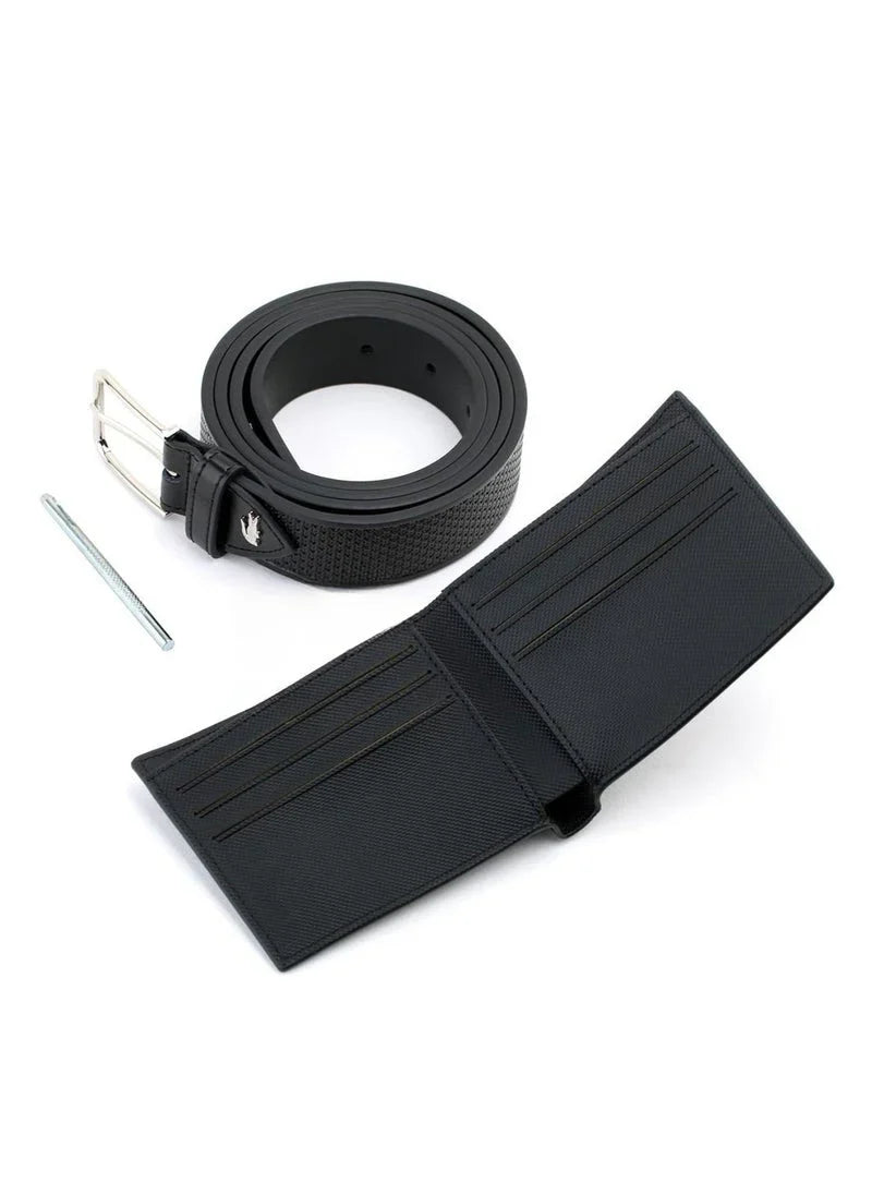 LC Black Leather Wallet-Belt Set For Men