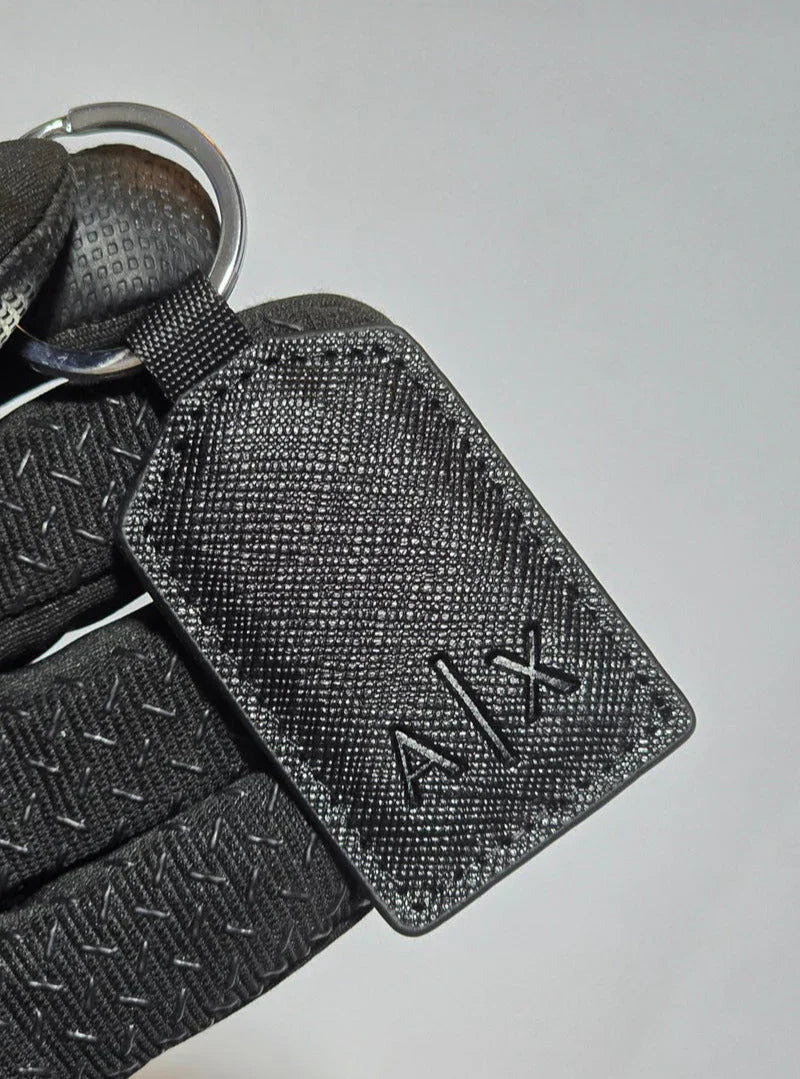 AX Black Leather Wallet & Keychain Set For Men