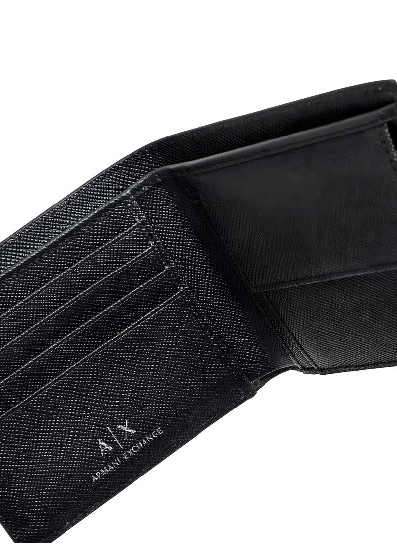 AX Black Leather Wallet & Keychain Set For Men