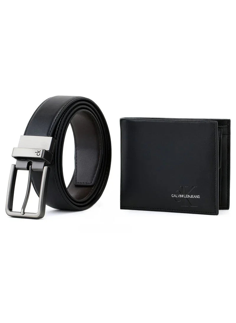 CK Black Leather Wallet-Belt Set For Men