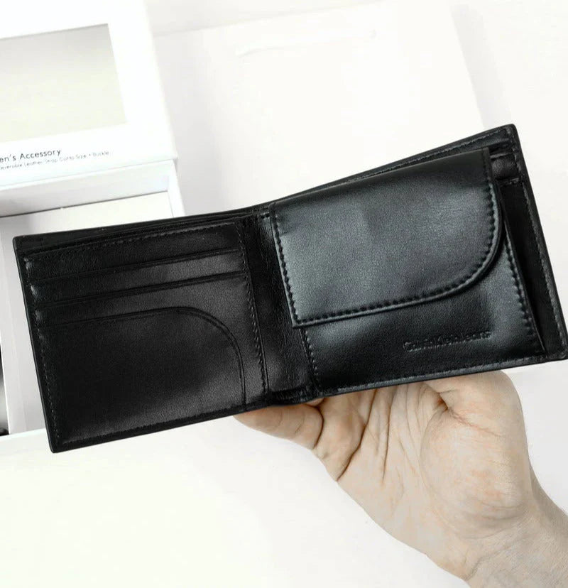 CK Black Leather Wallet-Belt Set For Men