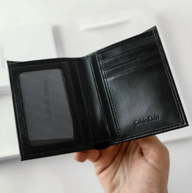 CK Black Leather Wallet-Keychain Set For Men