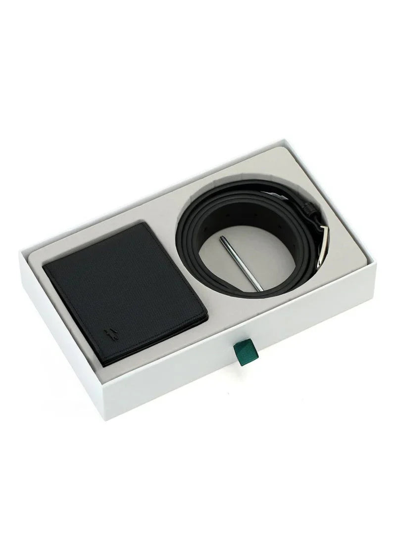 LC Black Leather Wallet-Belt Set For Men