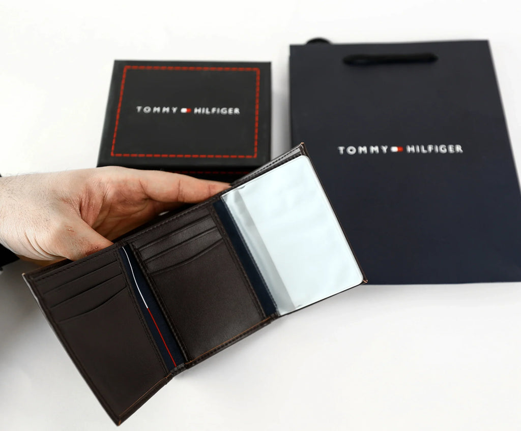 TH Brown Trifold Wallet For Men