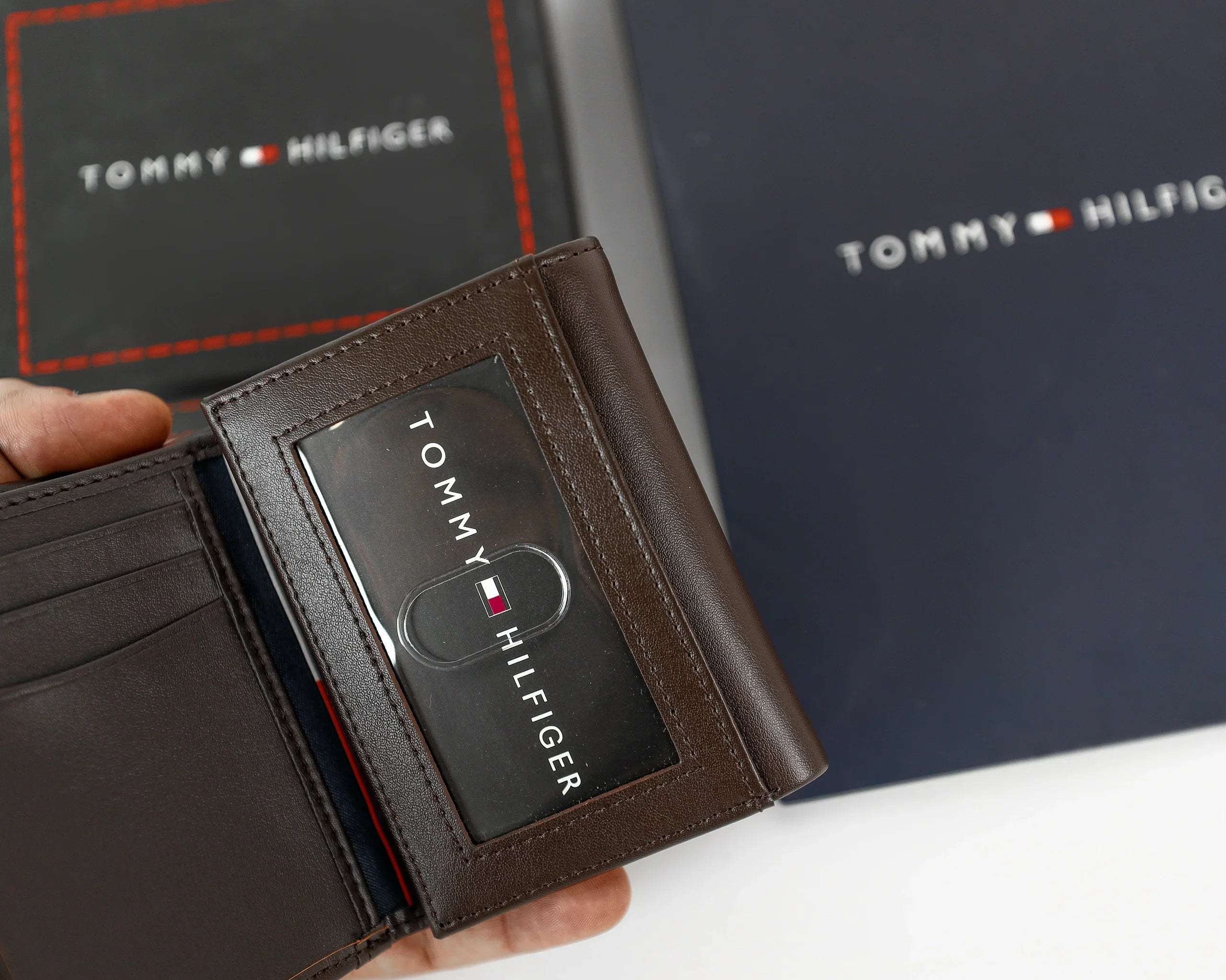 TH Brown Trifold Wallet For Men