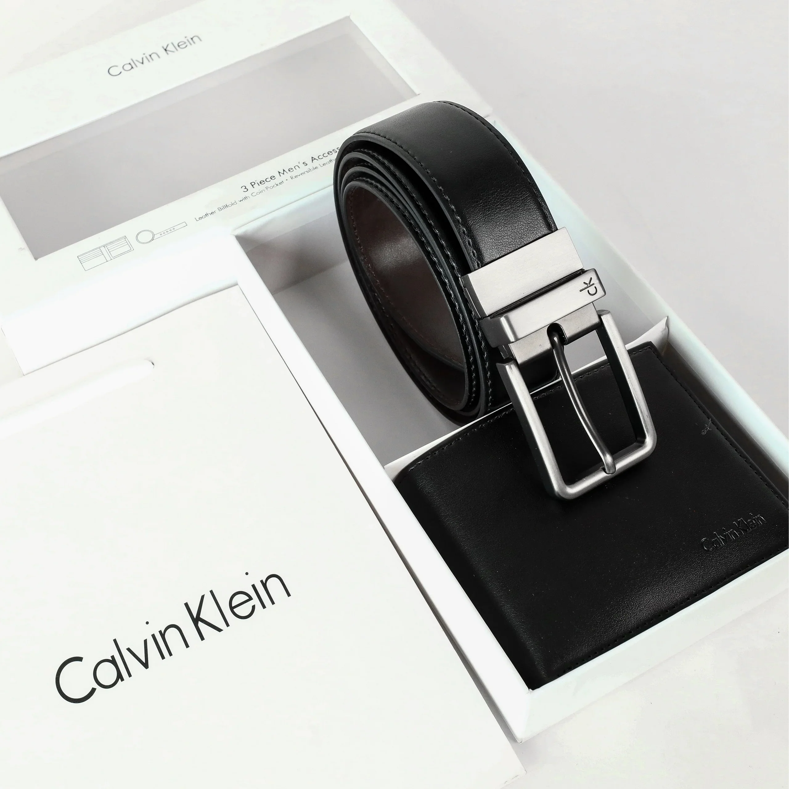 CK Leather Wallet-Belt Set For Men