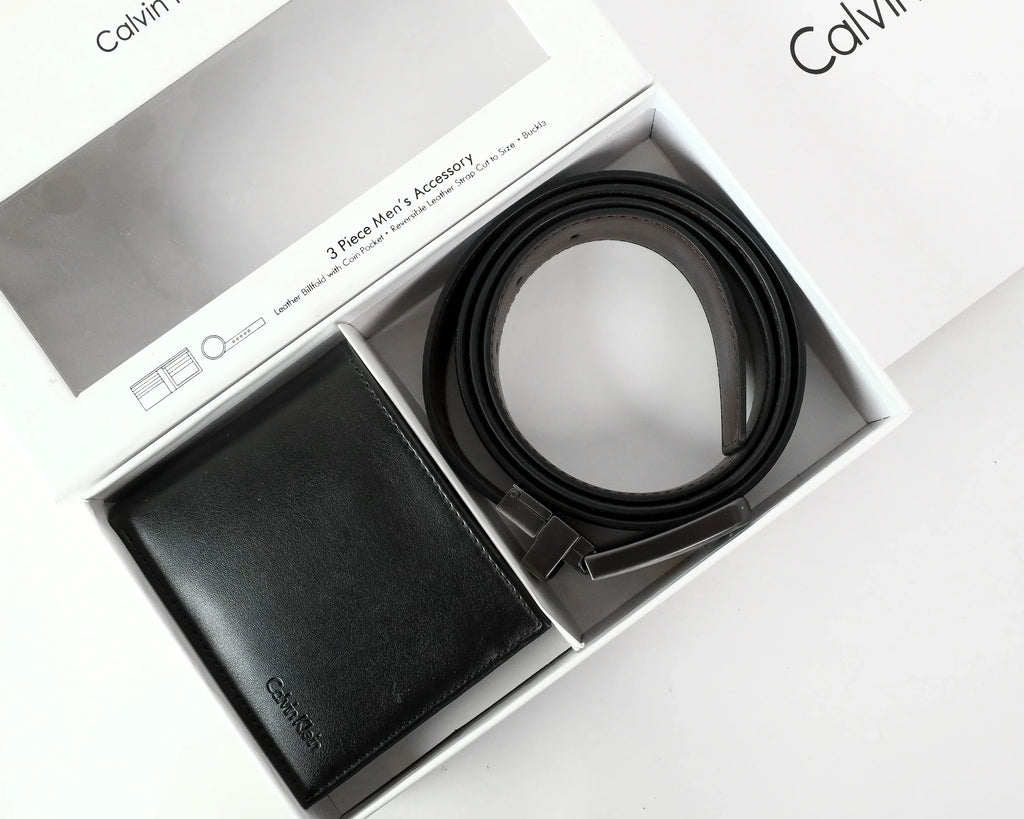 CK Leather Wallet-Belt Set For Men