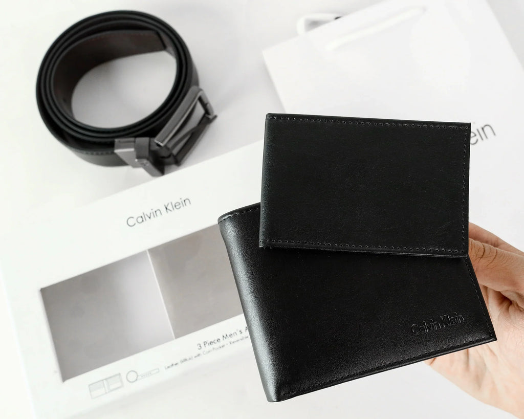CK Leather Wallet-Belt Set For Men