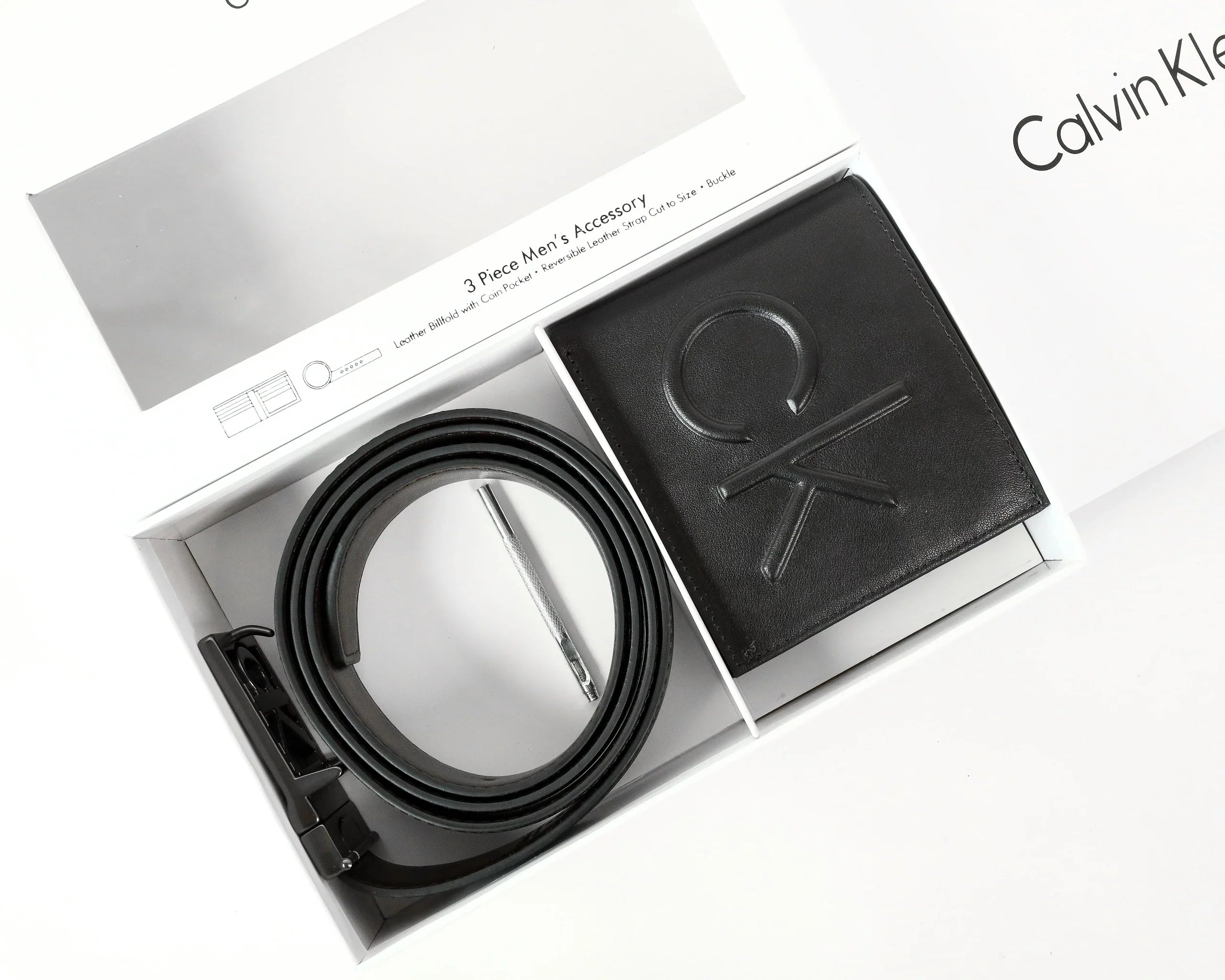 CK Black Leather Wallet-Belt Set For Men