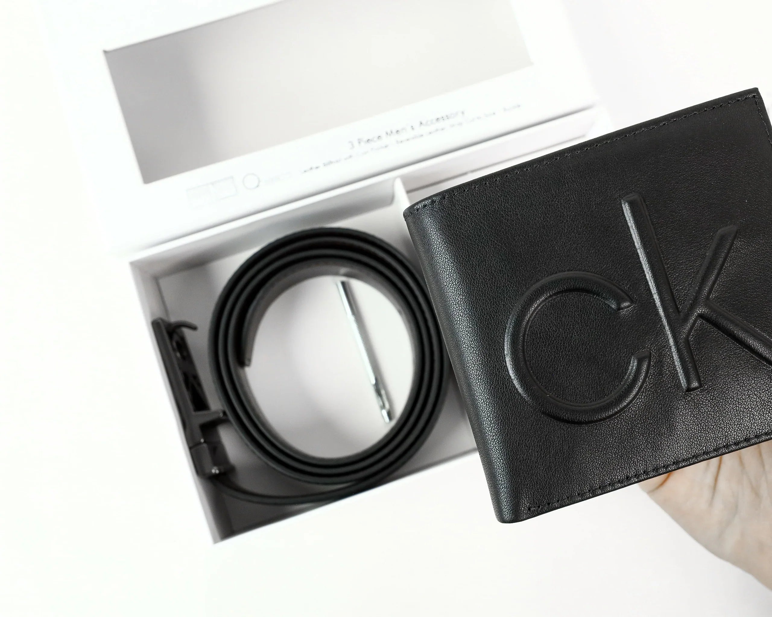 CK Black Leather Wallet-Belt Set For Men