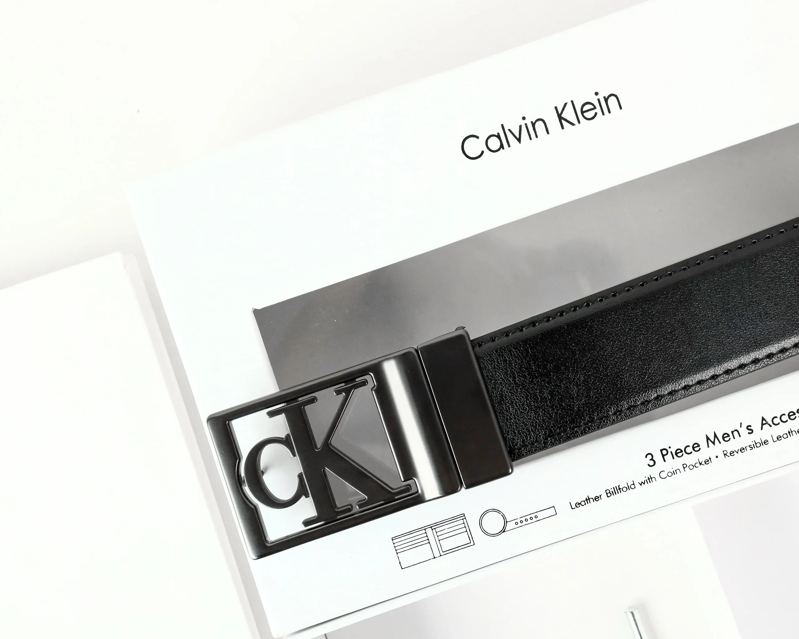 CK Black Leather Wallet-Belt Set For Men