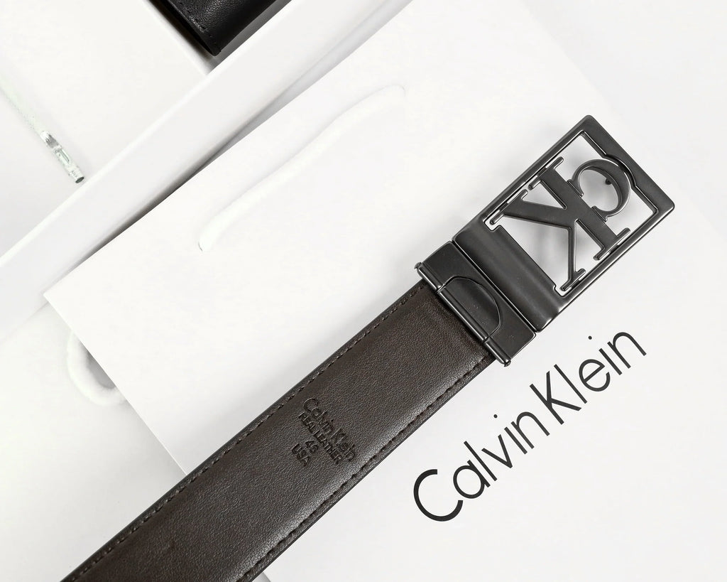 CK Black Leather Wallet-Belt Set For Men