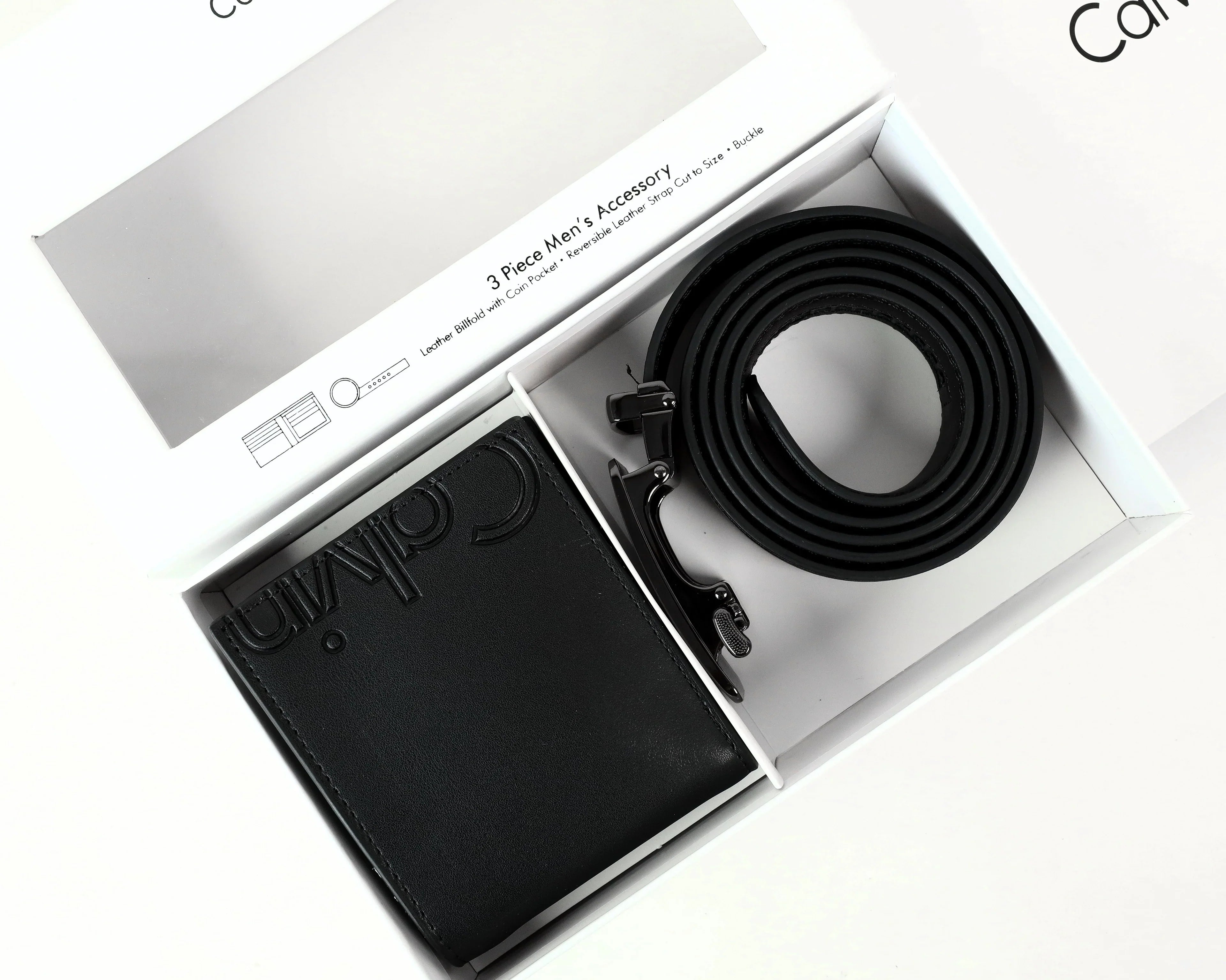 CK Black Leather Wallet-Belt Set For Men