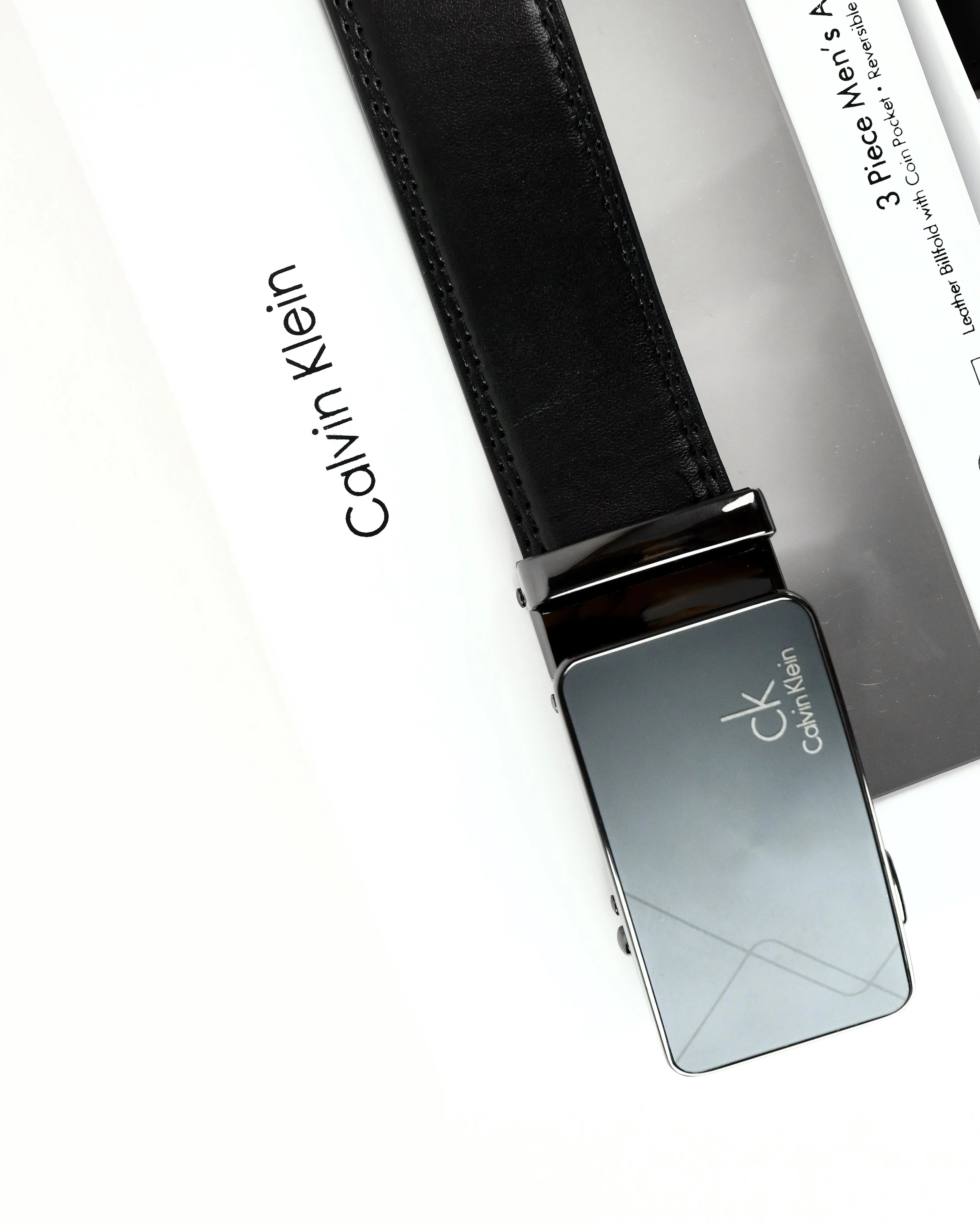 CK Black Leather Wallet-Belt Set For Men