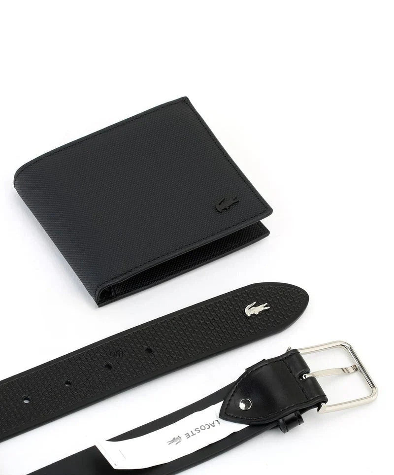 LC Black Leather Wallet-Belt Set For Men