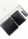CK Black Leather Wallet-Keychain-Card Holder Set For Men
