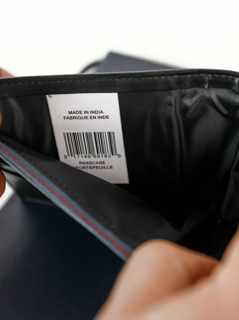 TH Black Leather Wallet For Men