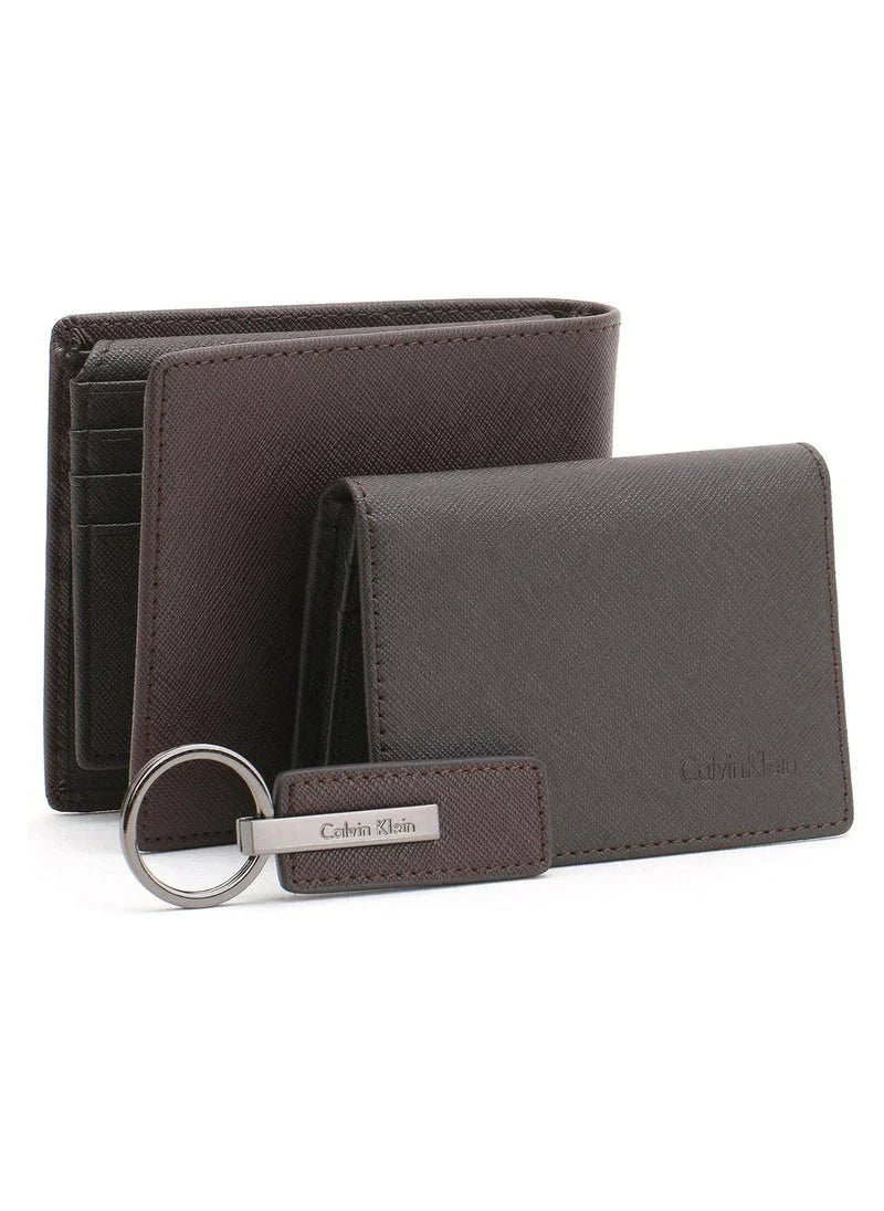 CK Brown Wallet-Keychain-Card Holder Set For Men