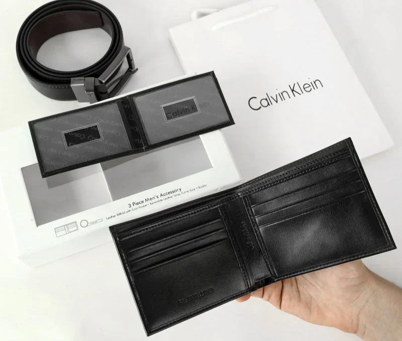 CK Leather Wallet-Belt Set For Men