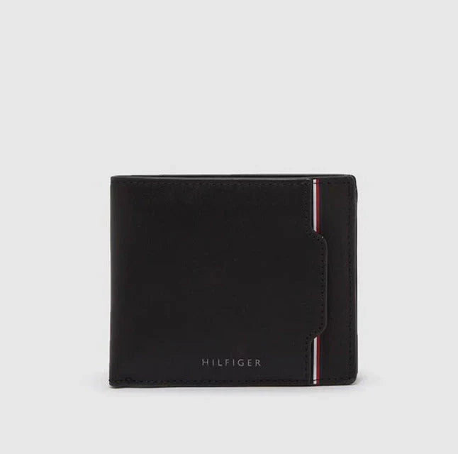 TH Black Leather Wallet With Card Holder For Men