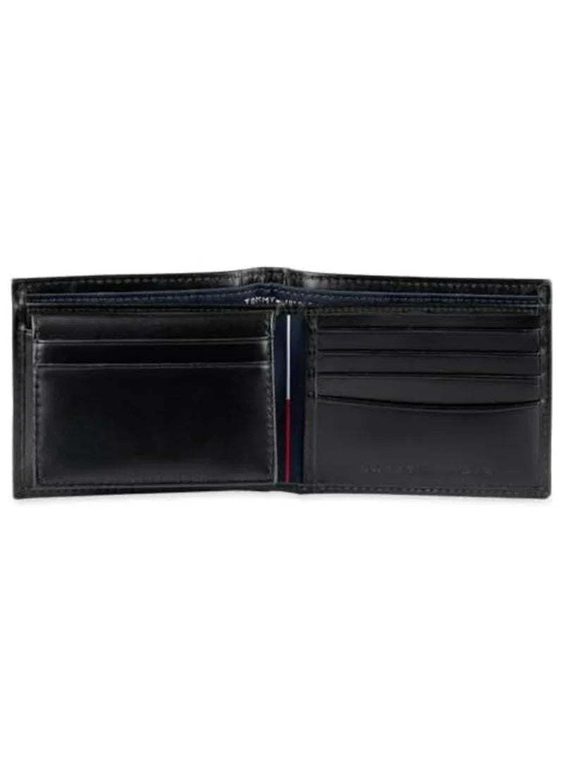 TH Black Leather Bifold Wallet For Men