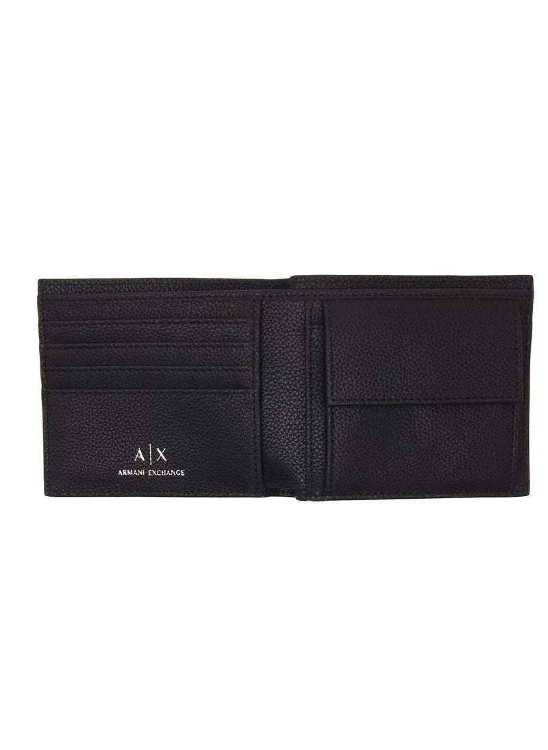AX Black Leather Wallet & Keychain Set For Men