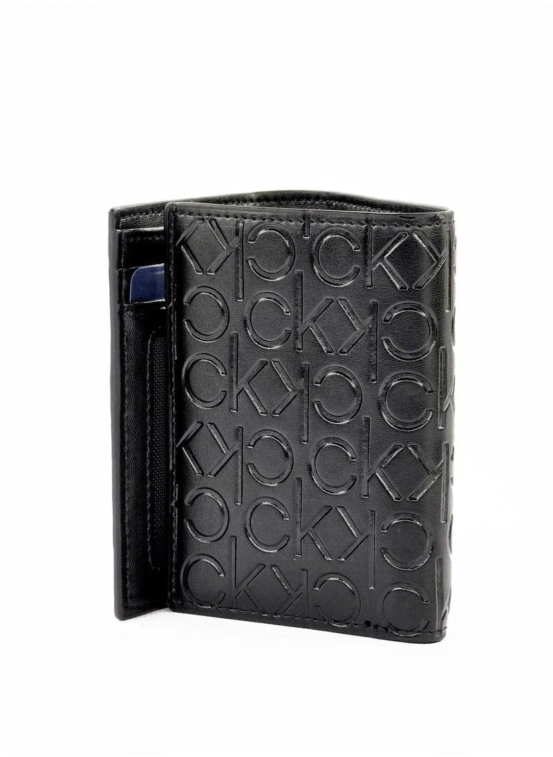 CK Monogram Trifold Black Wallet For Men