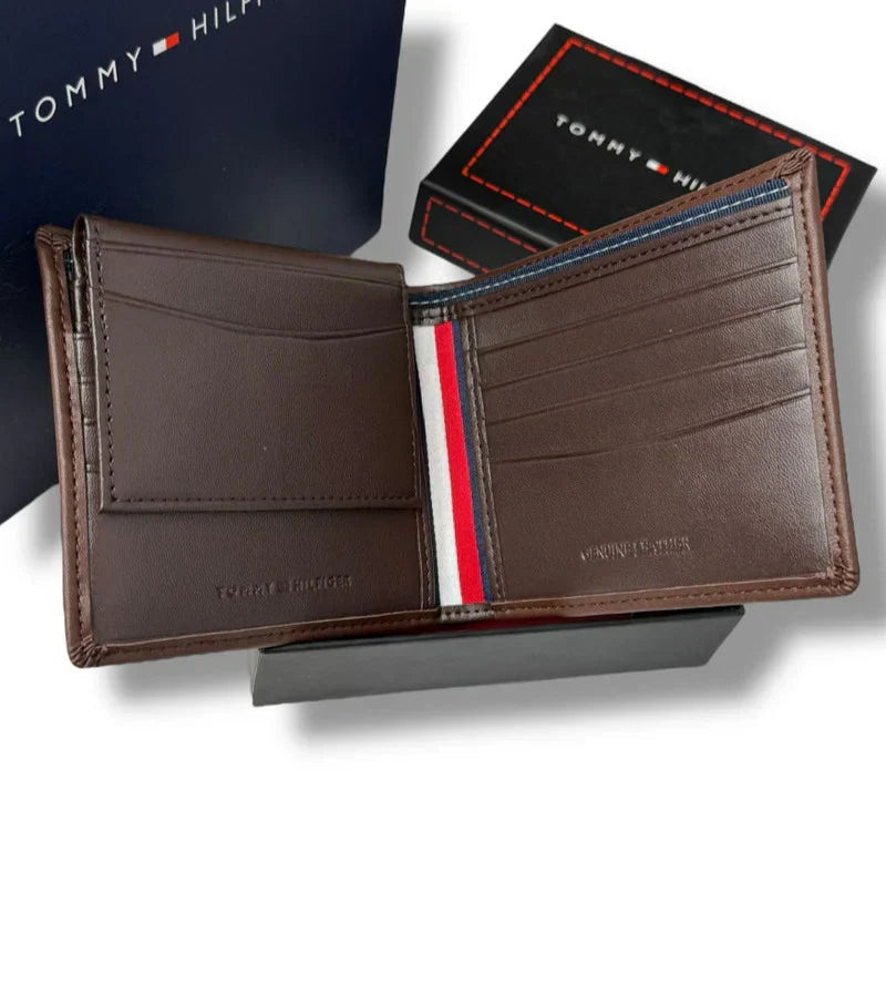 TH Brown Leather Wallet-Belt Set For Men