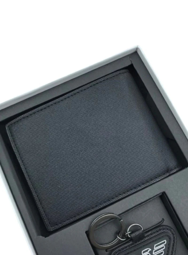 EA Black Wallet-Keychain Set For Men