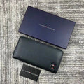 TH Long Black Leather Wallet For Unisex
