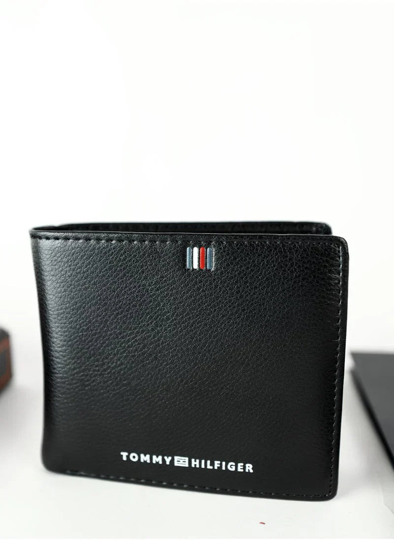 TH Black Leather Wallet For Men