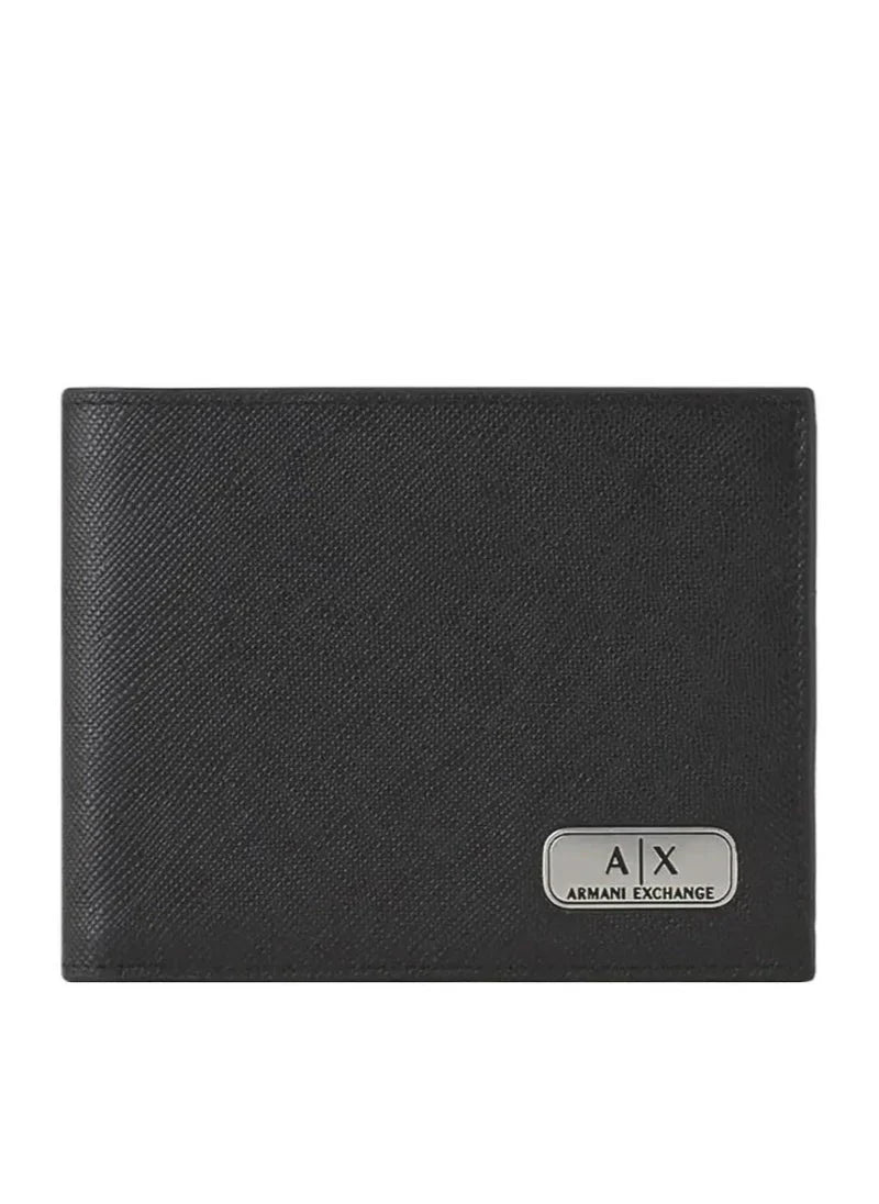 AX Black Leather Wallet & Keychain Set For Men