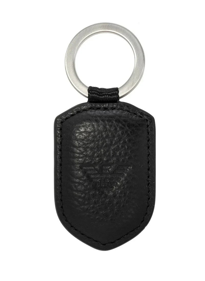 EA Black Leather Wallet & Keychain Set For Men