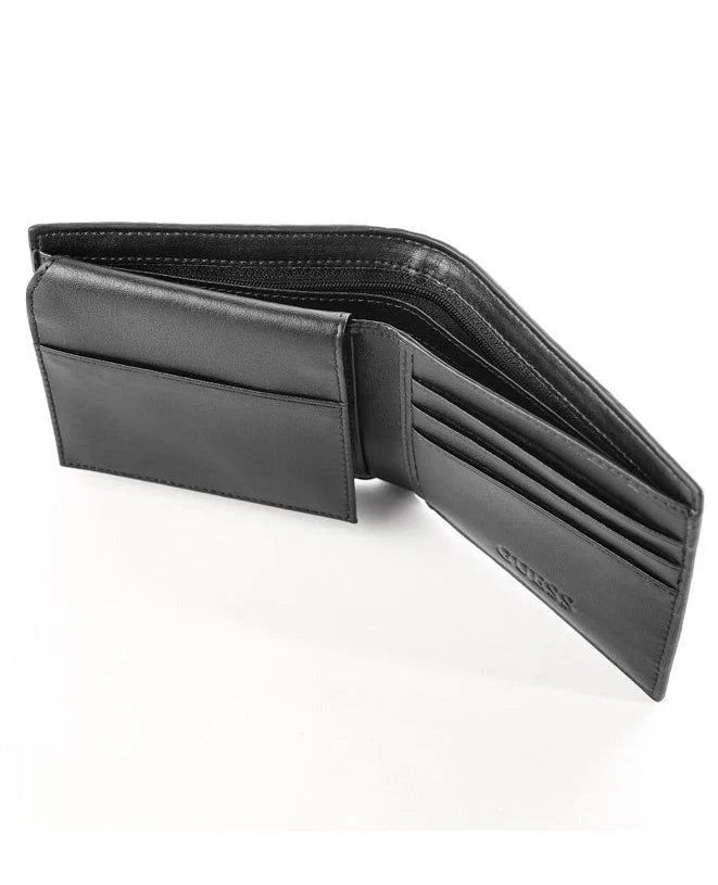 GU Black Leather Wallet For Men