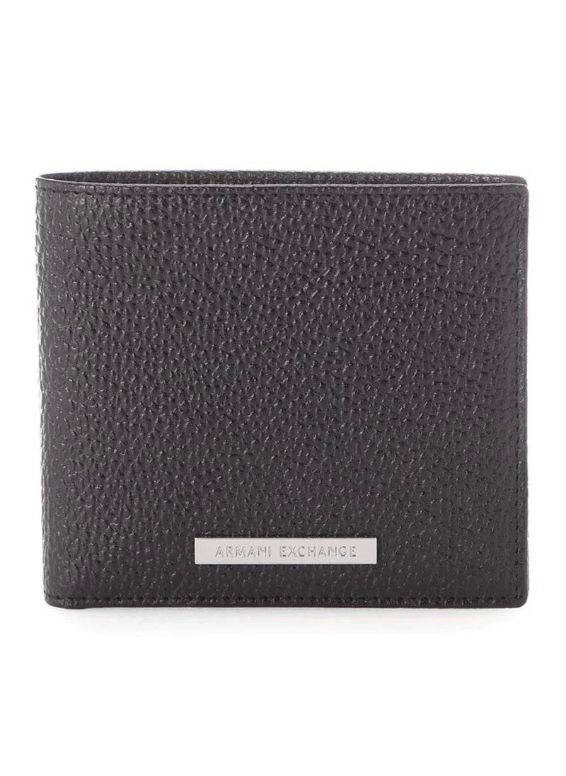 AX Black Leather Wallet & Keychain Set For Men