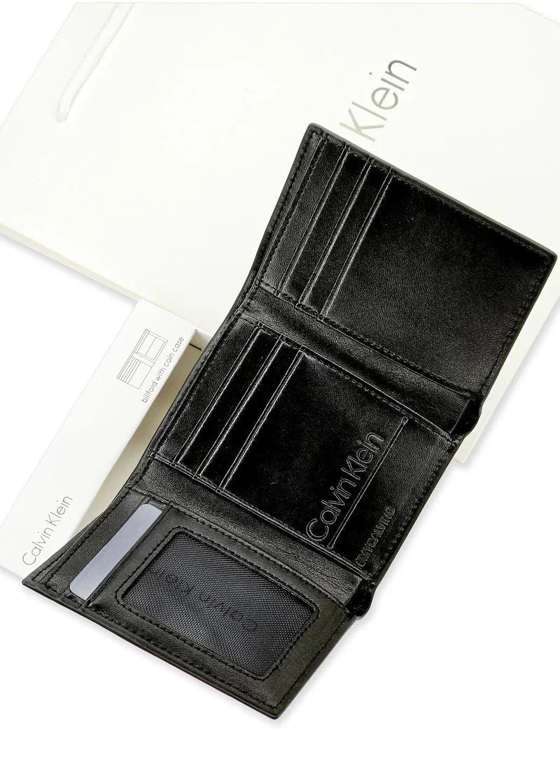 CK Monogram Trifold Black Wallet For Men