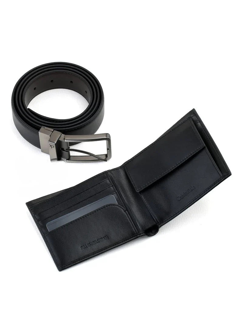 CK Black Leather Wallet-Belt Set For Men