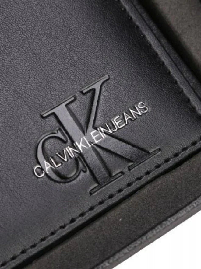 CK Black Leather Wallet & Keychain Set For Men