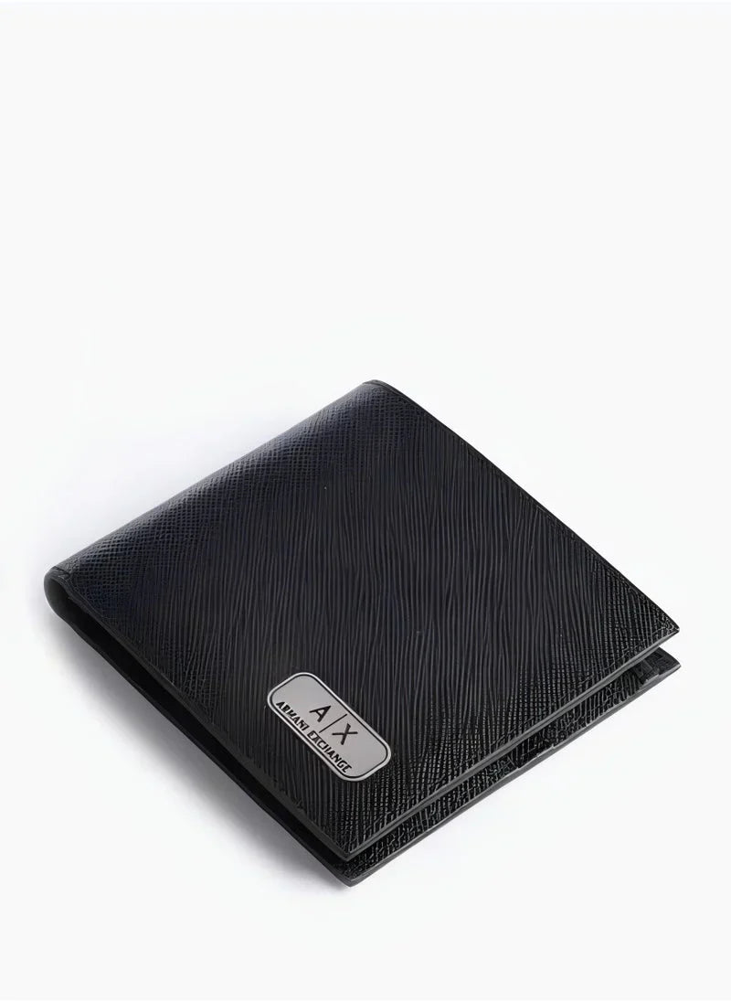 AX Black Leather Wallet & Keychain Set For Men